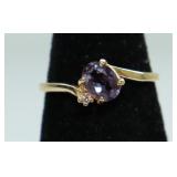 14K GOLD AMETHYST/DIAMOND RING SIZE 7.75 14K GOLD AMETHYST/DIAMOND RING SIZE 7.75