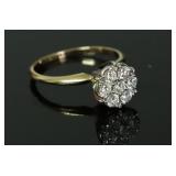 14K GOLD DIAMOND CLUSTER RING SIZE 6.75 14K GOLD DIAMOND CLUSTER RING SIZE 6.75