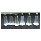 6 VINTAGE SILVER TOP SALT/PEPPER SHAKERS 6 VINTAGE SILVER TOP SALT/PEPPER SHAKERS