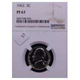 1962 NGC PF67 NICKEL 1962 NGC PF67 NICKEL