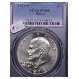 1974 S PCGS MS66 SILVER IKE DOLLAR 1974 S PCGS MS66 SILVER IKE DOLLAR