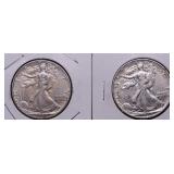 TWO WALKING HALF DOLLARS TWO WALKING HALF DOLLARS