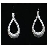 STERLIG SILVER DROP HOOP EAR RINGS STERLIG SILVER DROP HOOP EAR RINGS
