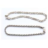 2 STERLING SILVER BRACELETS ROPE & FIGARO 2 STERLING SILVER BRACELETS ROPE & FIGARO
