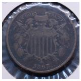 1867 TWO CENT PIECE VF 1867 TWO CENT PIECE VF