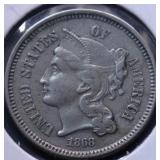 1868 3 CENT PIECE XF 1868 3 CENT PIECE XF