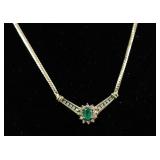 10K GOLD EMERALD /DIAMOND NECKLACE 10K GOLD EMERALD /DIAMOND NECKLACE