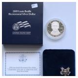 PROOF LOUIS BRAILLE SILVER DOLLAR W BOX PAPERS PROOF LOUIS BRAILLE SILVER DOLLAR W BOX PAPERS