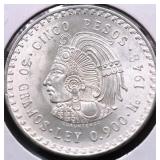 1948 MEXICO SILVER 5 PESOS CHOICE BU