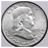 1955 CH BU FBL FRANKLIN HALF DOLLAR