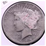 1922 S PEACE DOLLAR AG