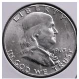 1963 D CHOICE BU FRANKLIN HALF DOLLAR