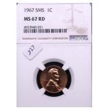 1967 NGC MS67 RED SMS LINCOLN CENT