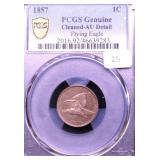1857 PCGS AU DETAILS FLYING EAGLE CENT