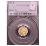 1862 PCGS AU 58 GOLD DOLLAR