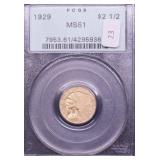 1929 PCGS MS61 QUARTER EAGLE
