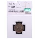 1868 NGC VF35 BN CAC INDIAN HEAD CENT