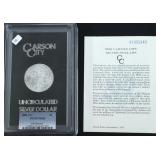1881 CC PCGS MS63 GSA MORGAN DOLLAR W PAPERS