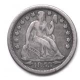 1853 SEATED DIME F