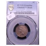 1872 PCGS VF DETAILS INDIAN HEAD CENT