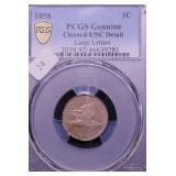 1858 PCGS UNC DETAILS FLYING EAGLE CENT