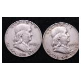 TWO FRANKLIN HALF DOLLARS