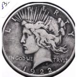 1922 PEACE DOLLAR VG