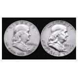 TWO FRANKLIN HALF DOLLARS