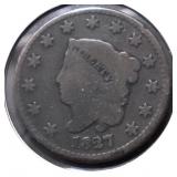 1827 LARGE CENT G NICE PLANCHET