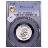 1944 PCGS AU58 WASHINGTON QUARTER