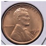 GEM RED 1938 S LINCOLN CENT