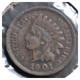 1901 INDIAN HEAD CENT VF