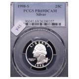 1998 S PCGS PF69DC SILVER QUARTER