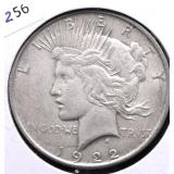 1922 D PEACE DOLLAR XF