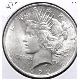 1922 PEACE DOLLAR CHOICE BU