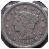 1848 LARGE CENT VF