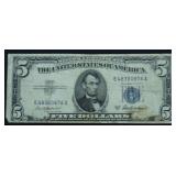 5 DOLLAR SILVER CERTIFICATE VF STAIN