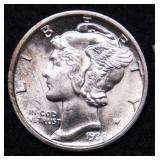 1938 D GEM SPLIT BANDS MERCURY DIME