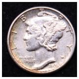 1929 S MERCURY DIME AU