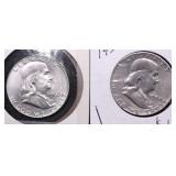 TWO FRANKLIN HALF DOLLARS