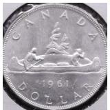 1961 CANADA SILVER DOLLAR CHOICE BU