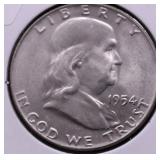 1954 D GEM FBL FRANKLIN HALF DOLLAR