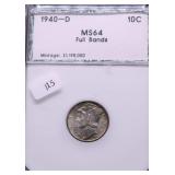 1940 D PCI MS64 FB MERCURY DIME