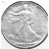 1942 WALKING HALF DOLLAR AU