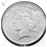 1922 D PEACE DOLLAR VF