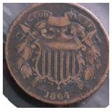1864 TWO CENT PIECE VG