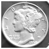 1942 CHOICE BU MERCURY DIME