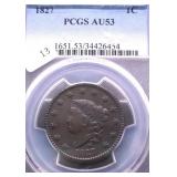 1827 PCGS AU 53 LARGE CENT