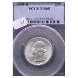 1950 D PCGS MS65 WASHINGTON QUARTER
