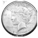 1922 S PEACE DOLLAR VF